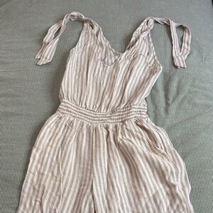 a new day Beige and White Striped Jumpsuit